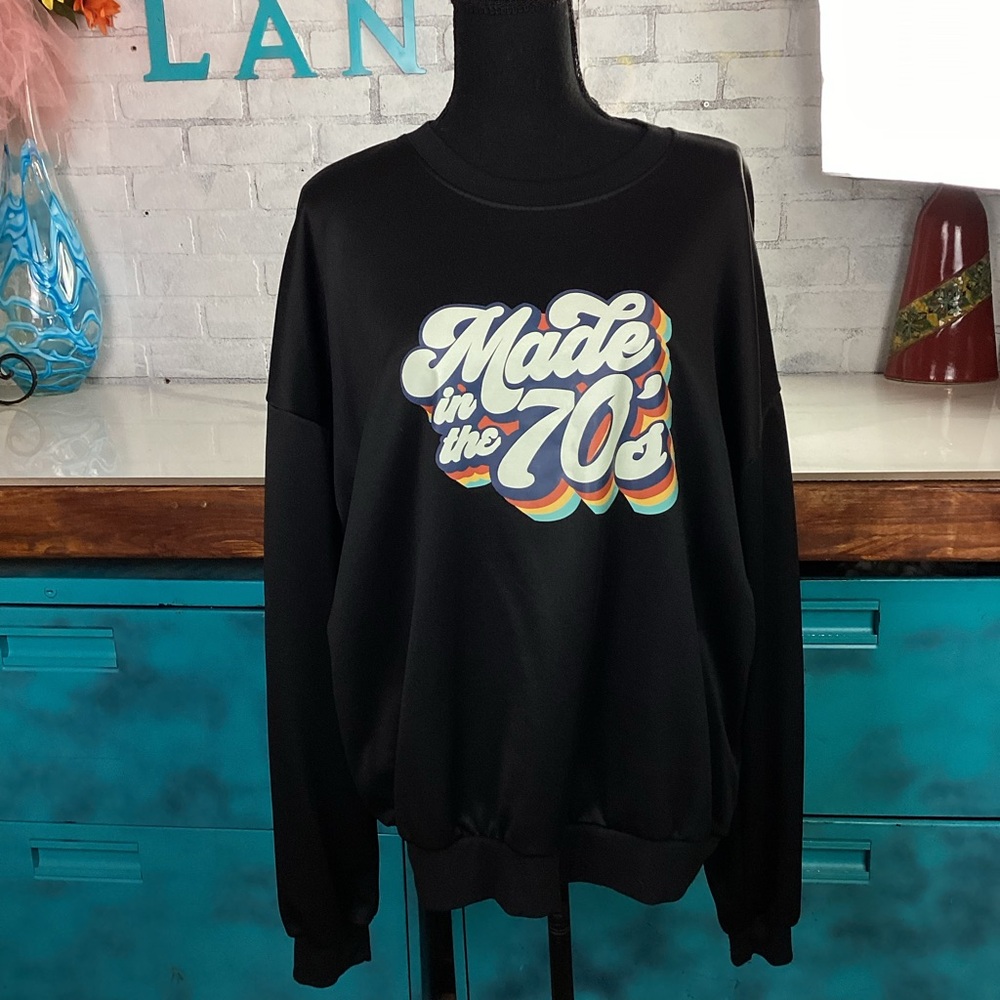 Women’s Oversized Pullover Made In The 70s Black Sweatshirt XL